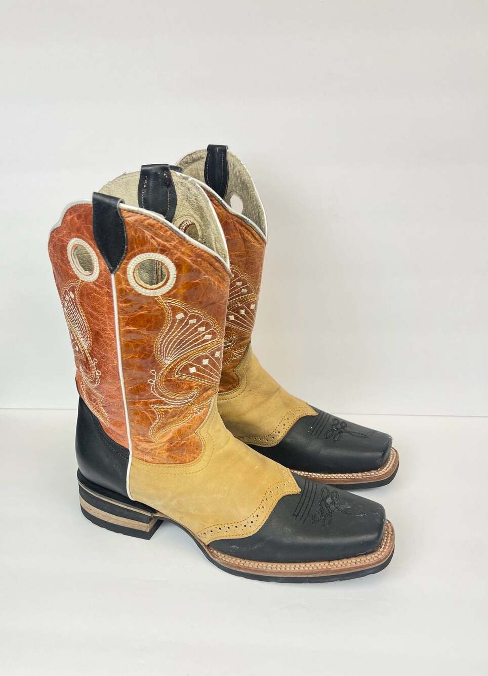 Unbranded Traditional Mexican Rodeo Square Toe Cowboy Boots, Leather Men’sSz 8.5